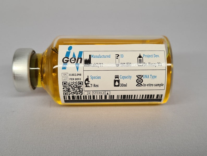 Dino DNA Sample Jurassic Park / World InGen - Trex - Indominus Rex - Indoraptor - Velociraptor - Triceratops - Dilophosaurus - Mosa - Fanmade